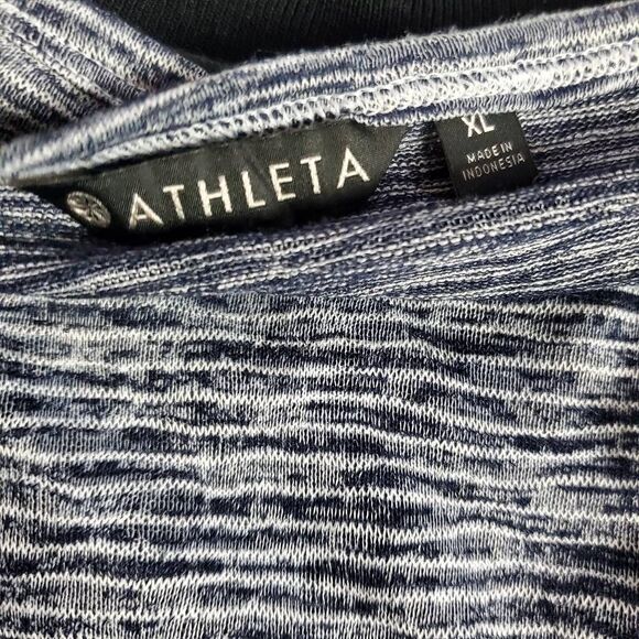Athleta Women’s XL Long Sleeve Heathered Navy Gray Striped Top Modal Blend - Picture 5 of 8